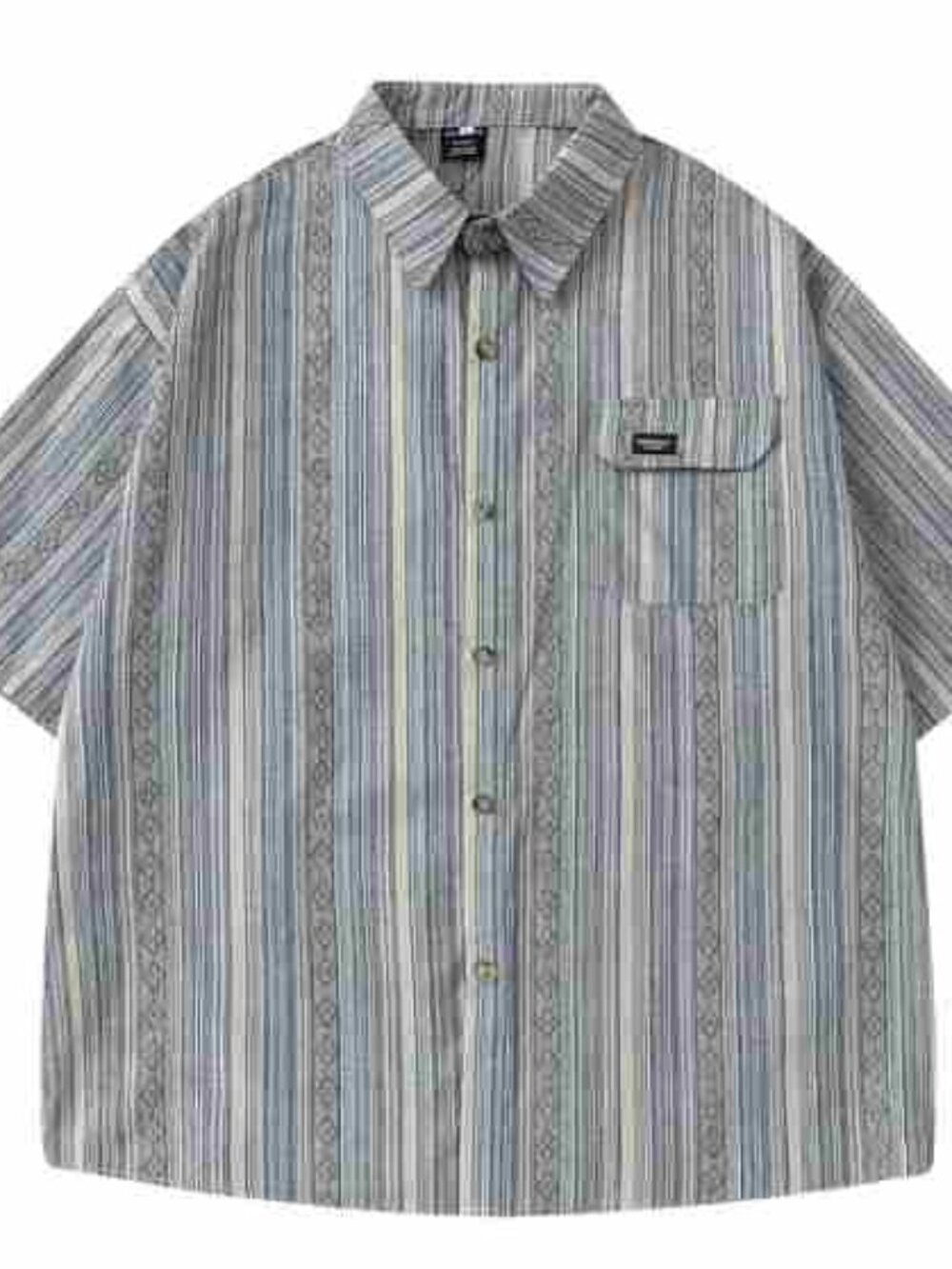 Muted Blue Green Stripe Short Sleeve Shirt